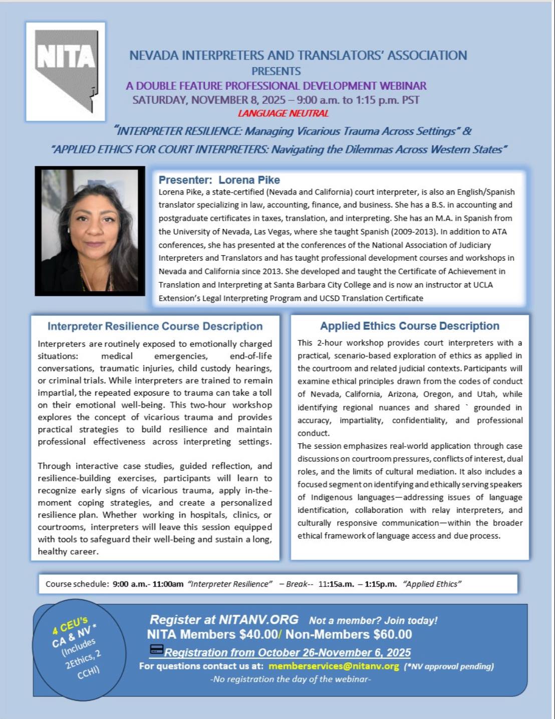 NITA Presents: Interpreter Resilience & Applied Ethics Double Feature Professional Development Webinar